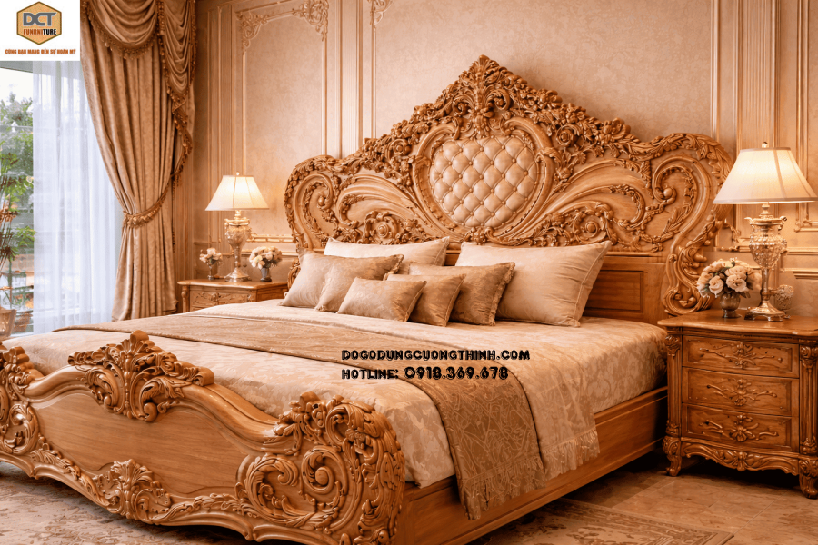 Giường ngủ cổ điển hoàng gia gỗ gõ đỏ G47 đẳng cấp